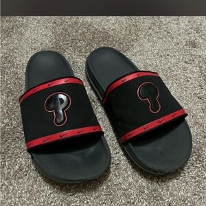 Nike Black and Red Logo Slide Sandals